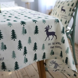 Lino Navidad tela de mesa pastoral árbol verde y ELK 60x60-140x250cm manteles Manteles rectangular mantel mesa cubierta ali-25891671